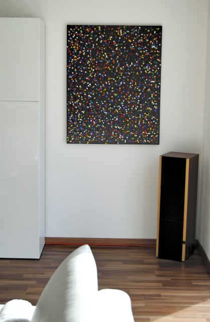 astridstoeppel.com, modern, modern living, art for collector, gallery, german artist, exhibition, colorful artworks, Acrylbilder, schwarz, grau, bunt, dots, black, series colorful acrylics