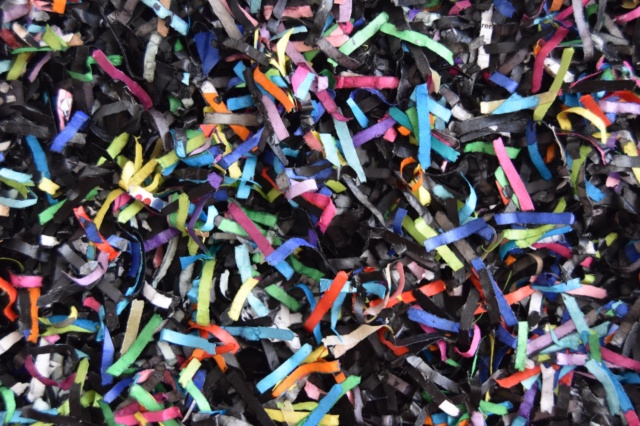 this artwork is part of the series paperwork by Astrid Stoeppel, a german abstract and contemporary artist. colorful paper snippets are fixed on large canvas, a unique and amazing sculpture to color up the wall with modern art