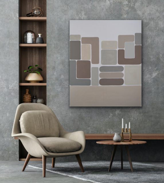 contemporary artworks focused on neutral colors, structure and shapes by german artist Astrid Stoeppel