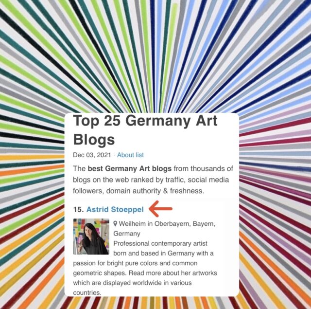 astridstoeppel.com is ranked on the list Top 25 Germany Art Blogs, Astrid Stoeppel is a german, contemporary, woman artist
