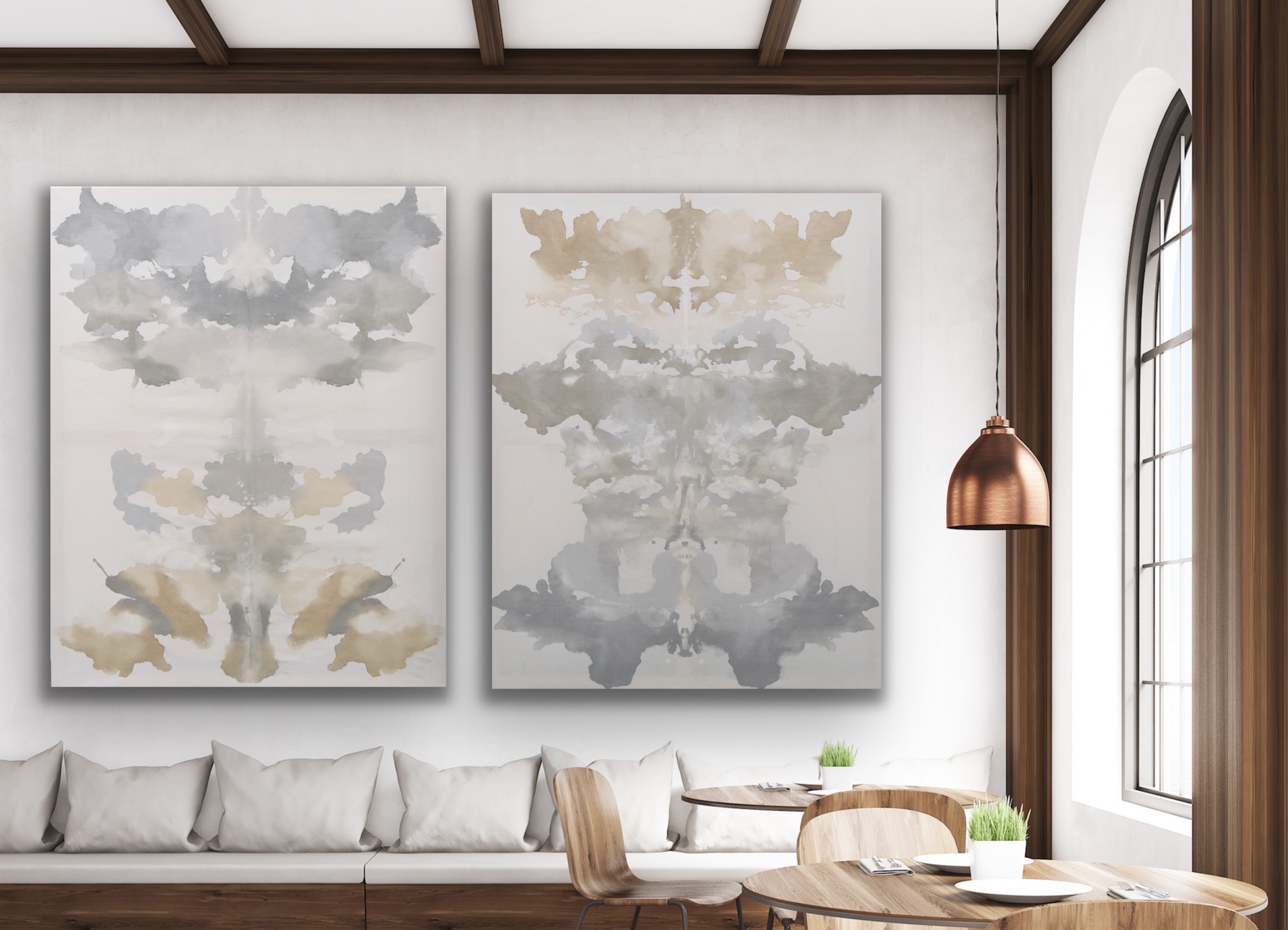 contemporary artworks focused on neutral colors, structure and shapes by german artist Astrid Stoeppel