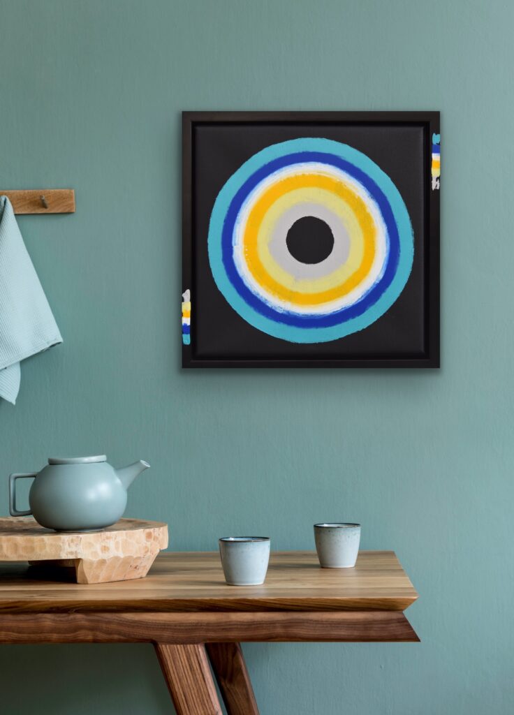 Dive into a vibrant world of abstract art with a masterpiece that embodies timeless luxury. This colorful acrylic painting infuses modern minimalism with bursts of bold hues, creating a piece that speaks to the soul. Each brushstroke reflects the artist's passion and invites you to invest in a captivating journey of expression and creativity by Astrid Stoeppel