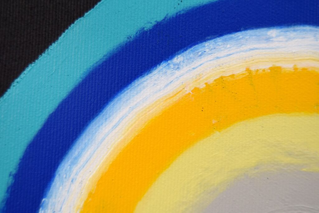 Dive into a vibrant world of abstract art with a masterpiece that embodies timeless luxury. This colorful acrylic painting infuses modern minimalism with bursts of bold hues, creating a piece that speaks to the soul. Each brushstroke reflects the artist's passion and invites you to invest in a captivating journey of expression and creativity by Astrid Stoeppel