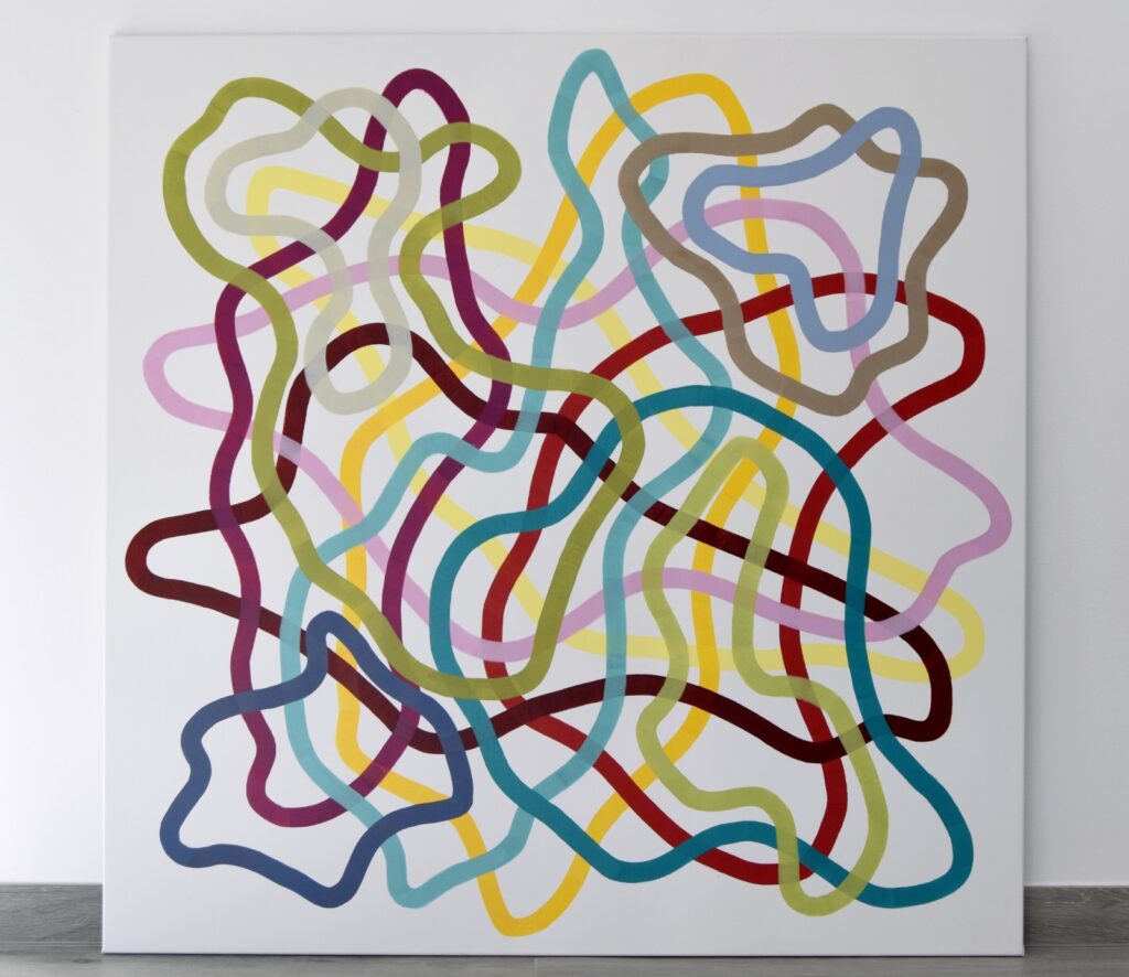 Dive into a vibrant world of abstract art with a masterpiece that embodies timeless luxury. This colorful acrylic painting infuses modern minimalism with bursts of bold hues, creating a piece that speaks to the soul. Each brushstroke reflects the artist's passion and invites you to invest in a captivating journey of expression and creativity by Astrid Stoeppel