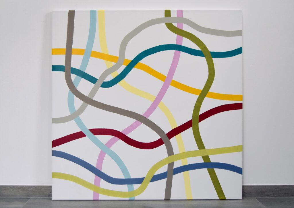 Dive into a vibrant world of abstract art with a masterpiece that embodies timeless luxury. This colorful acrylic painting infuses modern minimalism with bursts of bold hues, creating a piece that speaks to the soul. Each brushstroke reflects the artist's passion and invites you to invest in a captivating journey of expression and creativity by Astrid Stoeppel