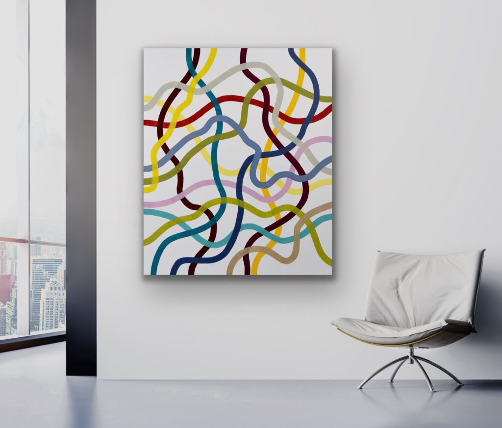 Dive into a vibrant world of abstract art with a masterpiece that embodies timeless luxury. This colorful acrylic painting infuses modern minimalism with bursts of bold hues, creating a piece that speaks to the soul. Each brushstroke reflects the artist's passion and invites you to invest in a captivating journey of expression and creativity by Astrid Stoeppel
