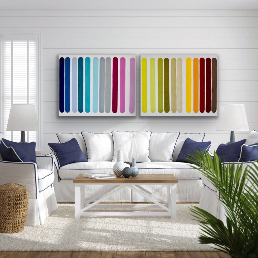 Dive into a vibrant world of abstract art with a masterpiece that embodies timeless luxury. This colorful acrylic painting infuses modern minimalism with bursts of bold hues, creating a piece that speaks to the soul. Each brushstroke reflects the artist's passion and invites you to invest in a captivating journey of expression and creativity by Astrid Stoeppel