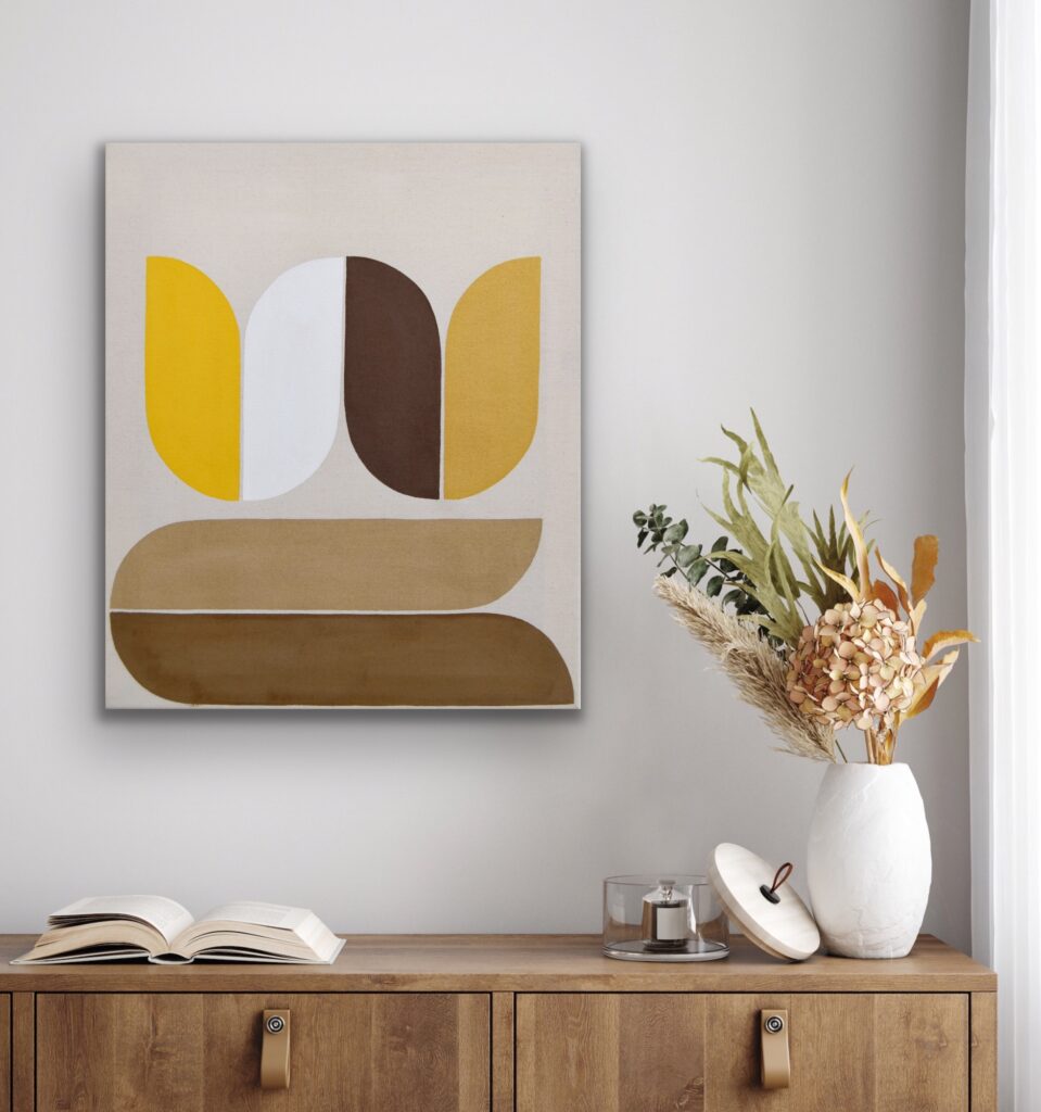 Dive into a vibrant world of abstract art with a masterpiece that embodies timeless luxury. This colorful acrylic painting infuses modern minimalism with bursts of bold hues, creating a piece that speaks to the soul. Each brushstroke reflects the artist's passion and invites you to invest in a captivating journey of expression and creativity by Astrid Stoeppel
