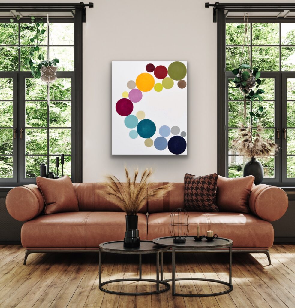Dive into a vibrant world of abstract art with a masterpiece that embodies timeless luxury. This colorful acrylic painting infuses modern minimalism with bursts of bold hues, creating a piece that speaks to the soul. Each brushstroke reflects the artist's passion and invites you to invest in a captivating journey of expression and creativity by Astrid Stoeppel