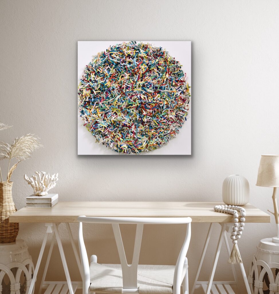 Dive into a vibrant world of abstract art with a masterpiece that embodies timeless luxury. This colorful acrylic painting infuses modern minimalism with bursts of bold hues, creating a piece that speaks to the soul. Each brushstroke reflects the artist's passion and invites you to invest in a captivating journey of expression and creativity by Astrid Stoeppel